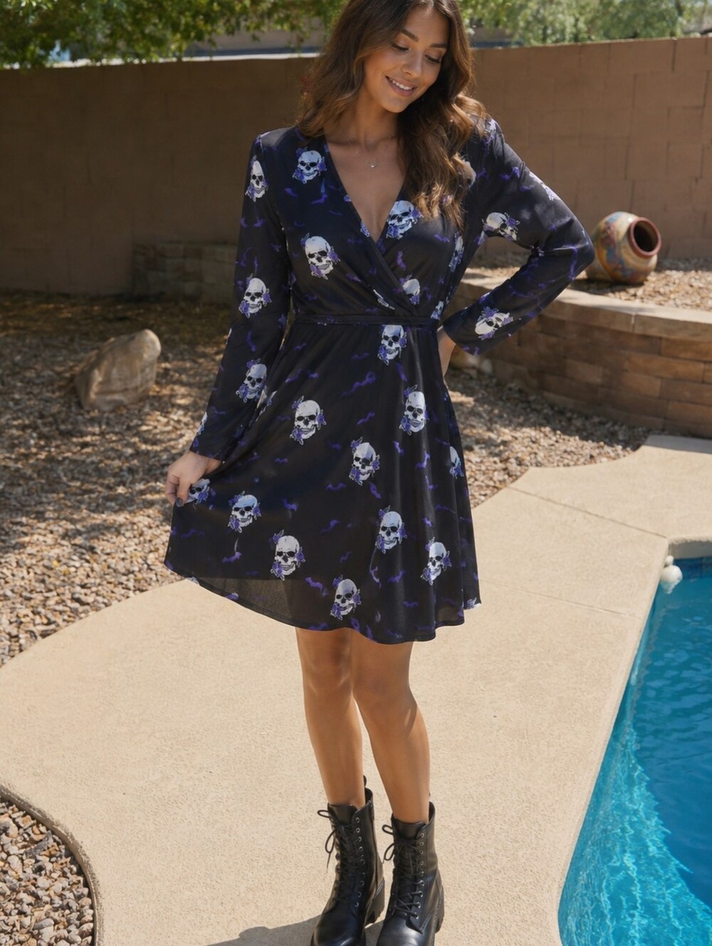 JECEIKA SKULL & BAT DRESS, SIZE MED